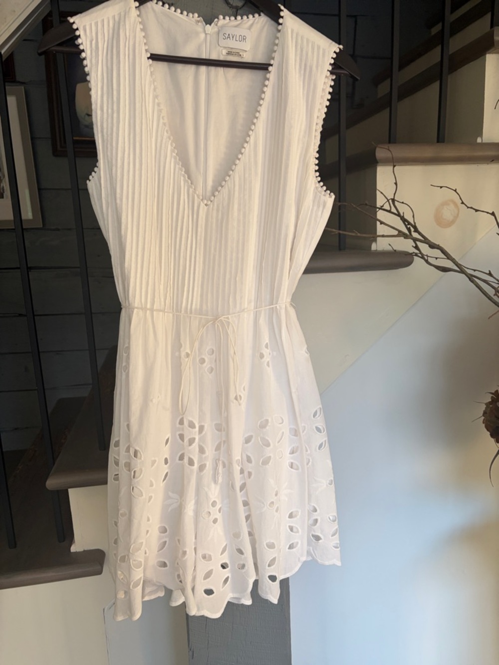 Saylor White Eyelet V-Neck ROMPER